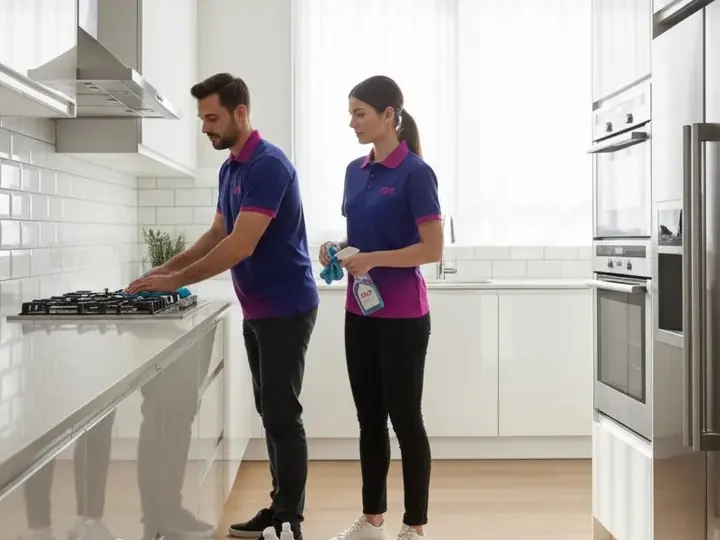 TopOne team cleaning and degreasing a kitchen